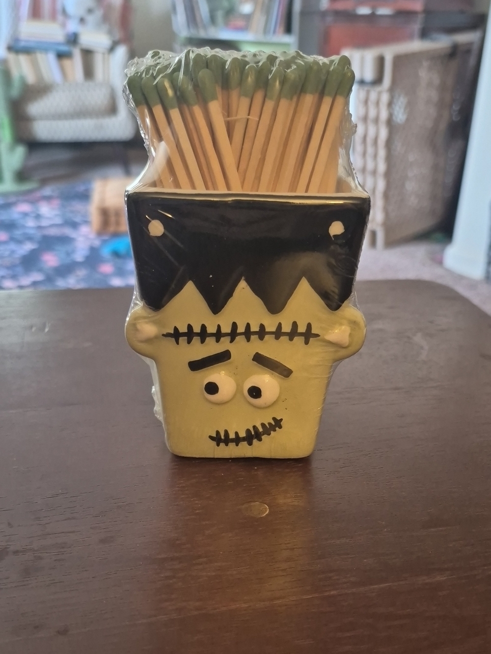 Frankenstein Ceramic Match Holder - Green Decorative Home Accent